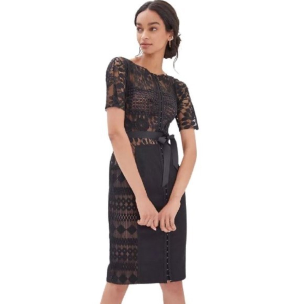 NWT Anthropologie Byron Lars Beguile Black Carissima Sheath Dress 14 - Picture 1 of 9